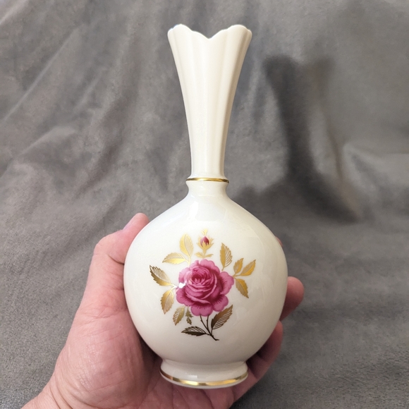 Lenox China RHODORA 27-X-304 Bud Vase Pink Roses Gold - Picture 4 of 8